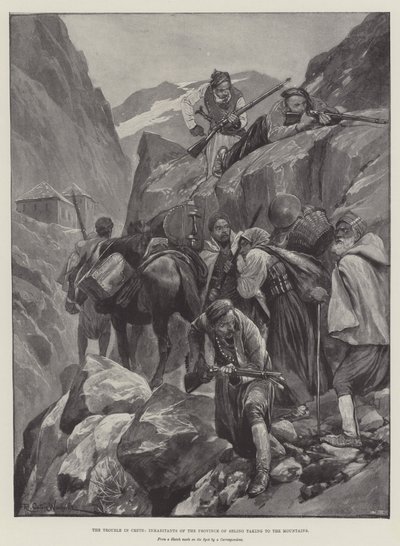 The Trouble in Crete, Inhabitants of the Province of Selino Taking to the Mountains by Richard Caton Woodville junior